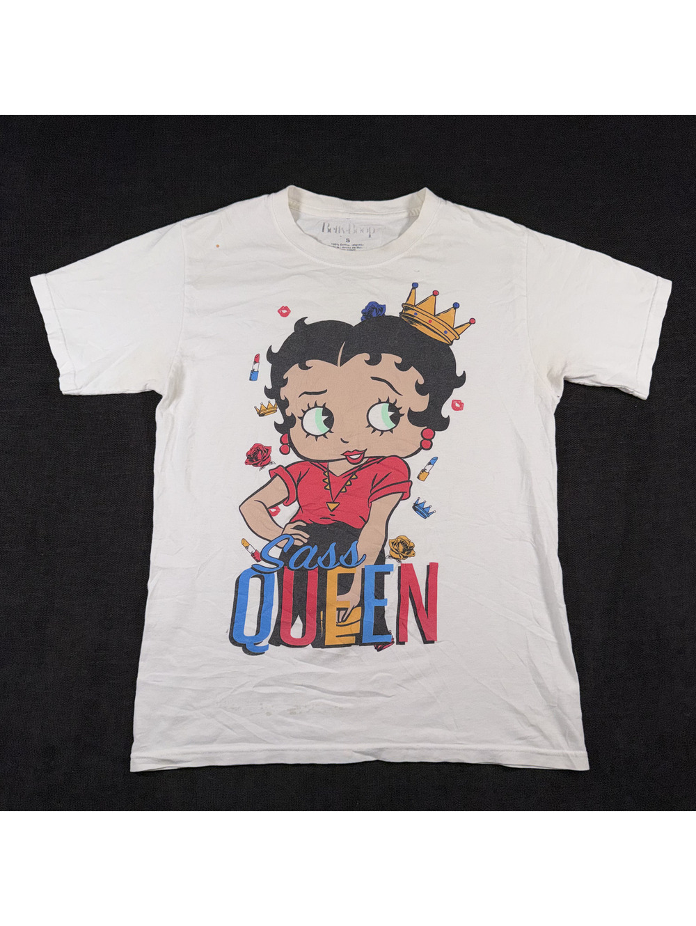 Betty Boop Sass Queen Graphic T-Shirt White Size S